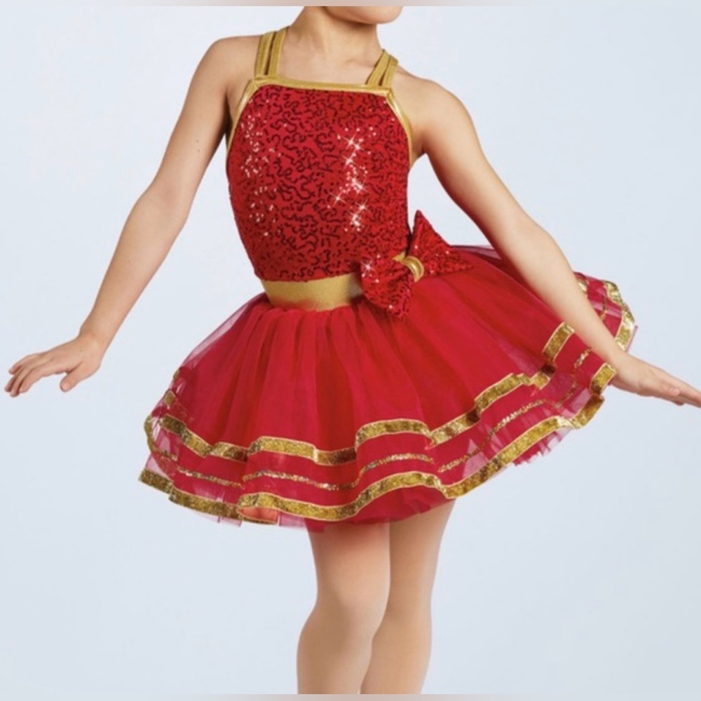 Weissman Red and Gold Sequin Dance Costume “Do You Believe In Magic?”